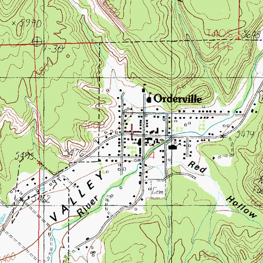 Topographic Map of Orderville Post Office, UT