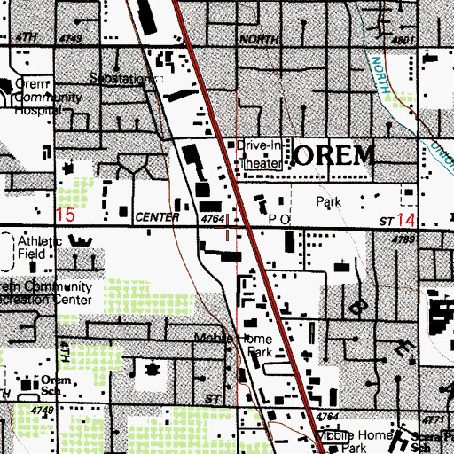 Topographic Map of Orem Plaza Center Street, UT