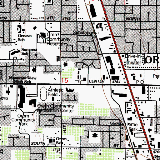 Topographic Map of Orem Post Office, UT