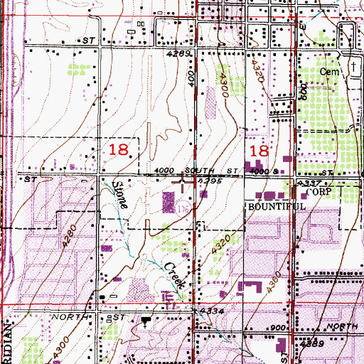 Topographic Map of Pages Lane Shopping Center, UT