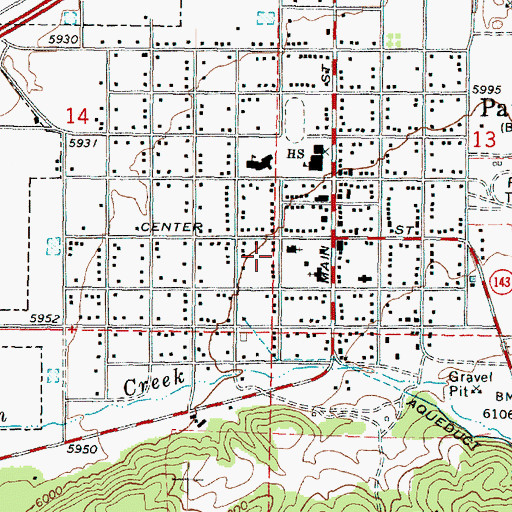 Topographic Map of Parowan Post Office, UT