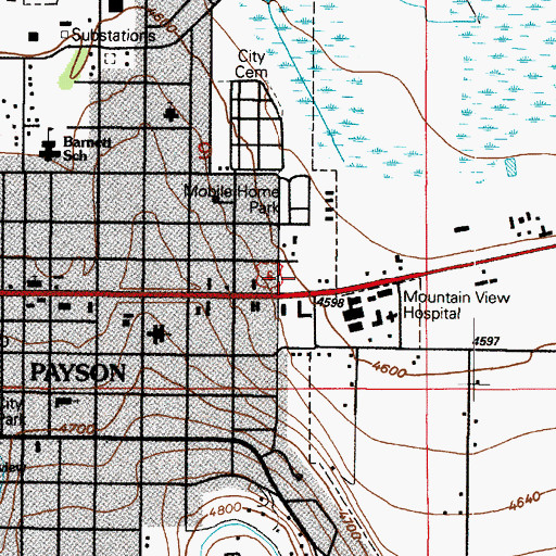 Topographic Map of Payson Post Office, UT