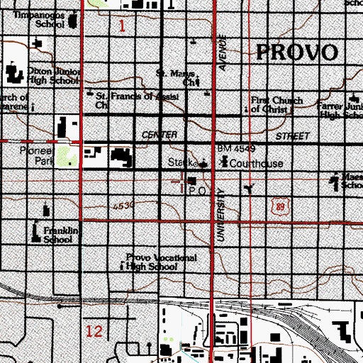 Topographic Map of Provo Post Office, UT