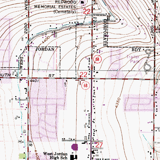 Topographic Map of Redwood Village, UT