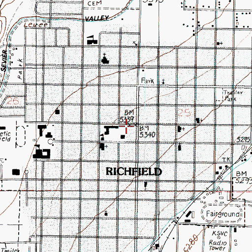 Topographic Map of Richfield Post Office, UT