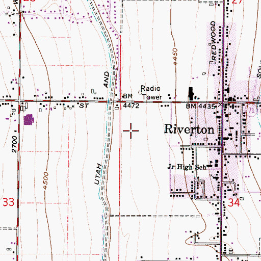 Topographic Map of Riverton Post Office, UT