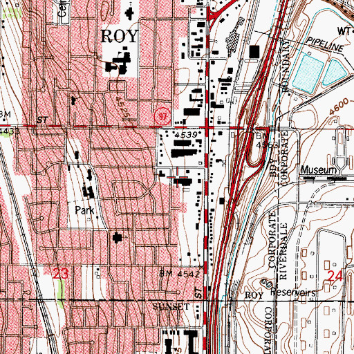 Topographic Map of Roy Post Office, UT
