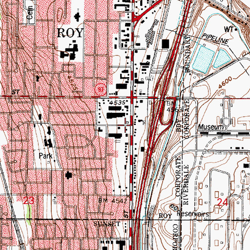 Topographic Map of Roy Shopping Center, UT