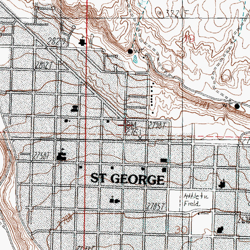 Topographic Map of Downtown Saint George Post Office, UT