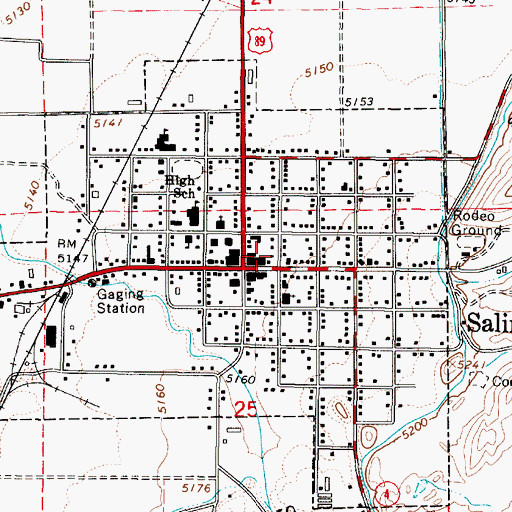 Topographic Map of Salina Post Office, UT