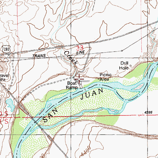 Topographic Map of Sand Island Campground, UT