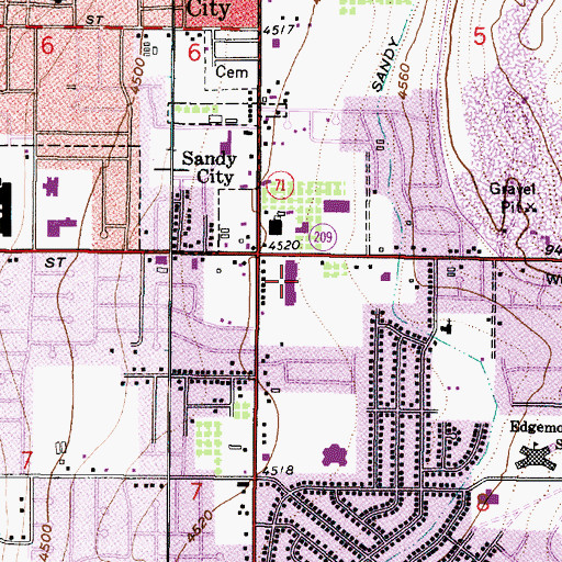 Topographic Map of Sandy Mall, UT