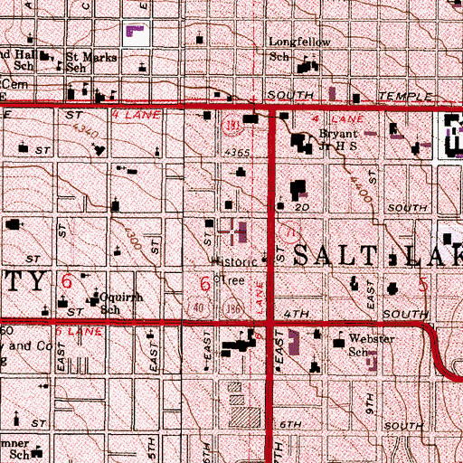Topographic Map of Seventh East Shopping Center, UT