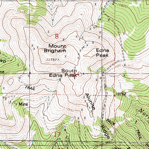 Topographic Map of South Edna Peak, UT
