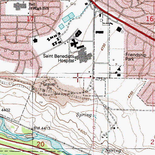 Topographic Map of Saint Benedicts Hospital Heliport, UT