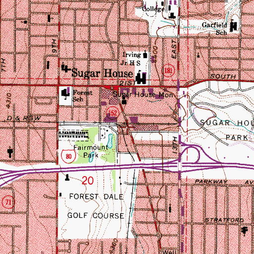 Topographic Map of Sugar House Shopping Center, UT