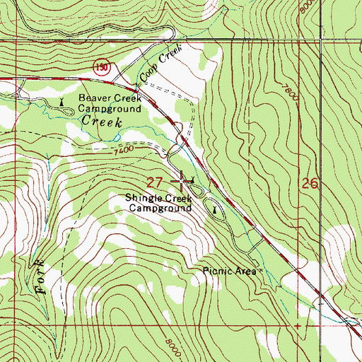 Topographic Map of Taylors Fork Campground, UT