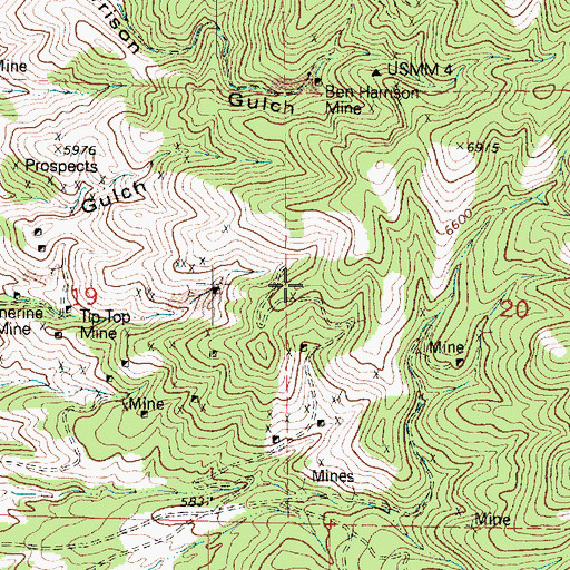 Topographic Map of Tip Top Mine, UT