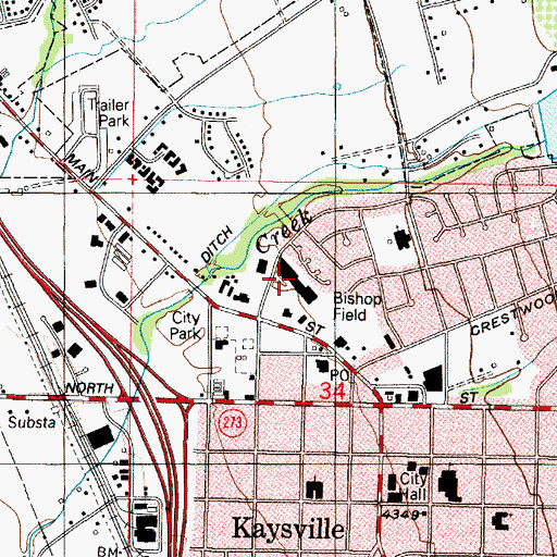 Topographic Map of Village Square, UT