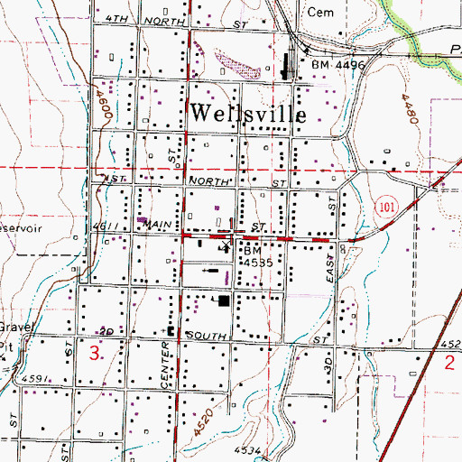 Topographic Map of Wellsville Post Office, UT