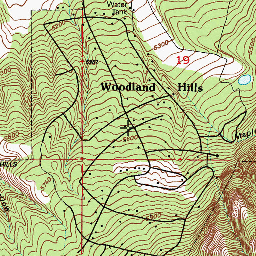 Topographic Map of Woodland Hills, UT