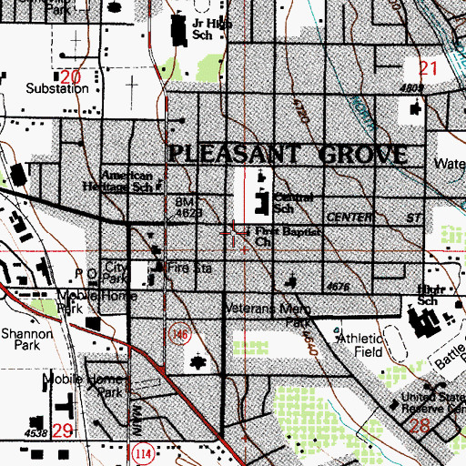 Topographic Map of First Baptist Church, UT