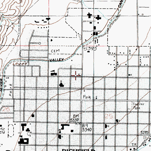 Topographic Map of First Baptist Church, UT