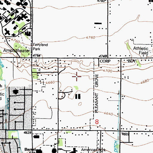 Topographic Map of Saint Peters Catholic Church, UT