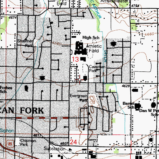 Topographic Map of LDA American Fork Wards 12, 22, UT