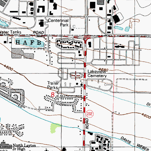 Topographic Map of Layton Hill Cemetery, UT