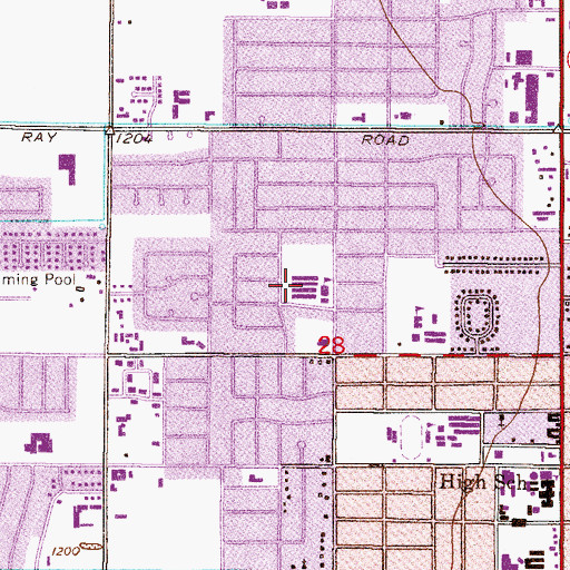 Topographic Map of Hartford Sylvia Encinas Elementary School, AZ