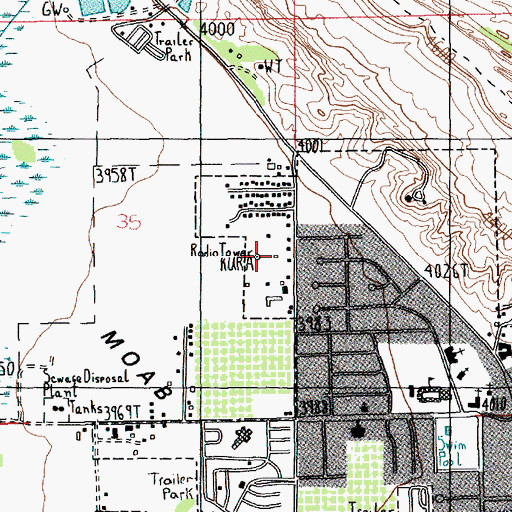 Topographic Map of KURA-AM (Moab), UT