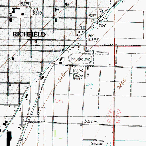 Topographic Map of KSVC-AM (Richfield), UT
