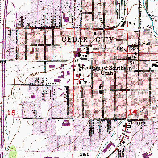 Topographic Map of KGSU-FM (Cedar City), UT