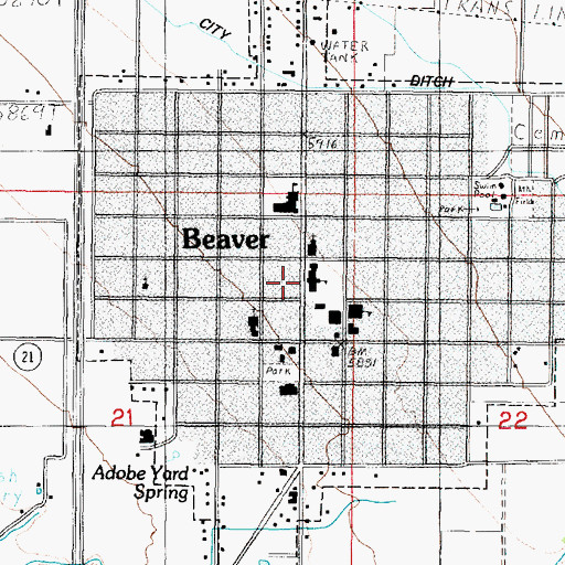 Topographic Map of KBBD-FM (Beaver), UT