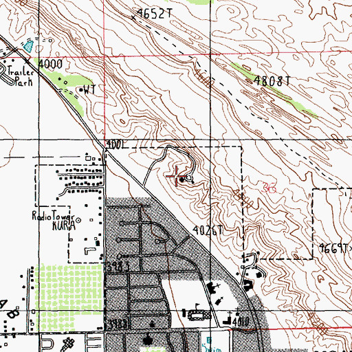 Topographic Map of KKLX-FM (Moab), UT