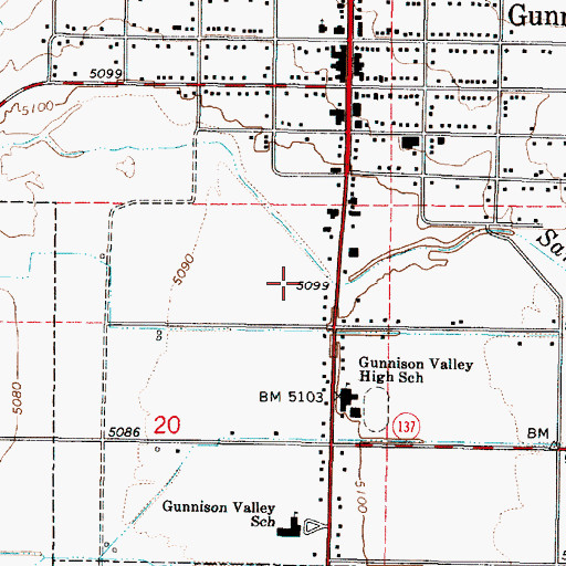 Topographic Map of KGVH-FM (Gunnison), UT