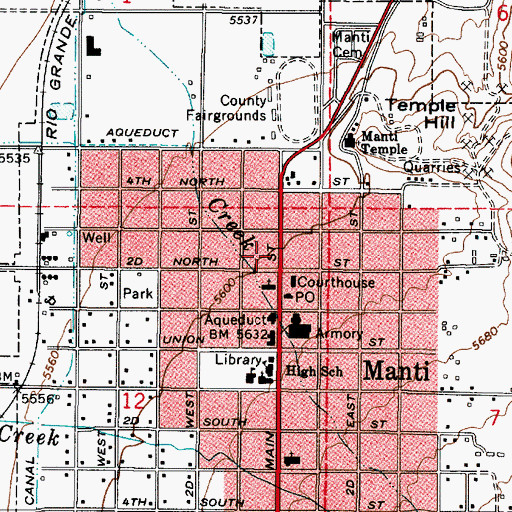 Topographic Map of KSME-FM (Manti), UT