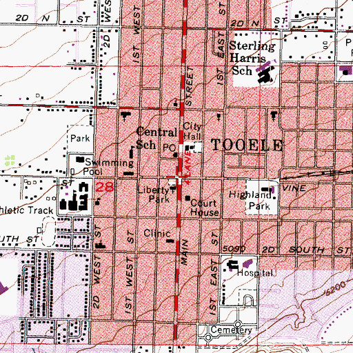 Topographic Map of KTLE-FM (Tooele), UT