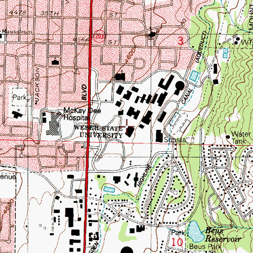 Topographic Map of KWCR-FM (Ogden), UT