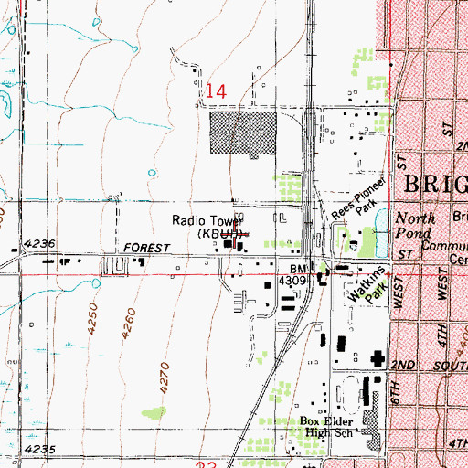 Topographic Map of KBUH-FM (Brigham City), UT