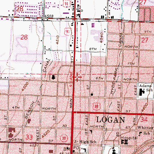 Topographic Map of KMXL-FM (Logan), UT
