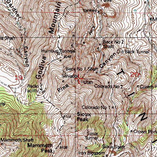 Topographic Map of Utah Mine, UT