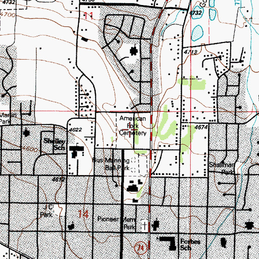 Topographic Map of American Fork City Cemetery, UT