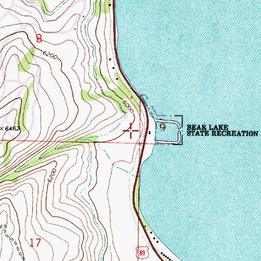 Topographic Map of Bear Lake State Park, UT