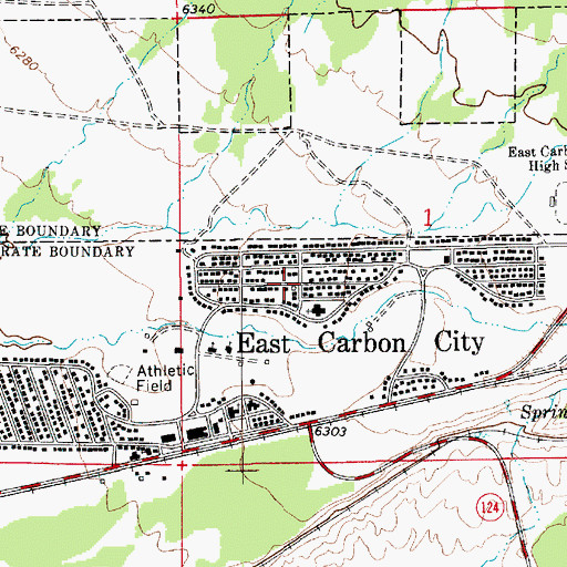 Topographic Map of East Carbon City, UT