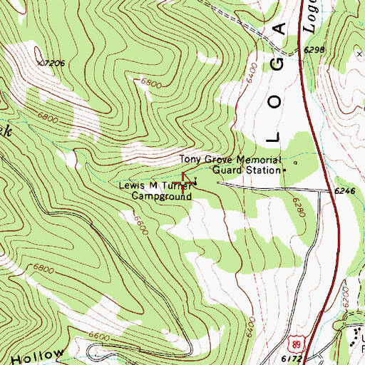 Topographic Map of Lewis M Turner Campground, UT