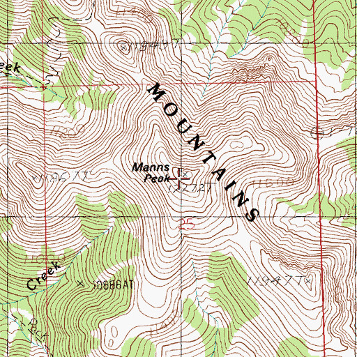 Topographic Map of Manns Peak, UT