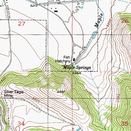 Topographic Map of Maple Springs, UT