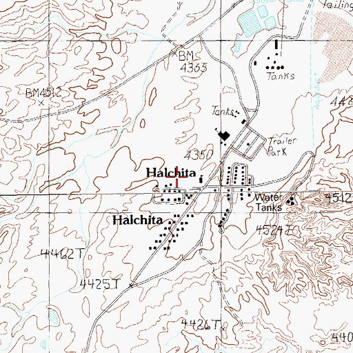 Topographic Map of Halchita, UT